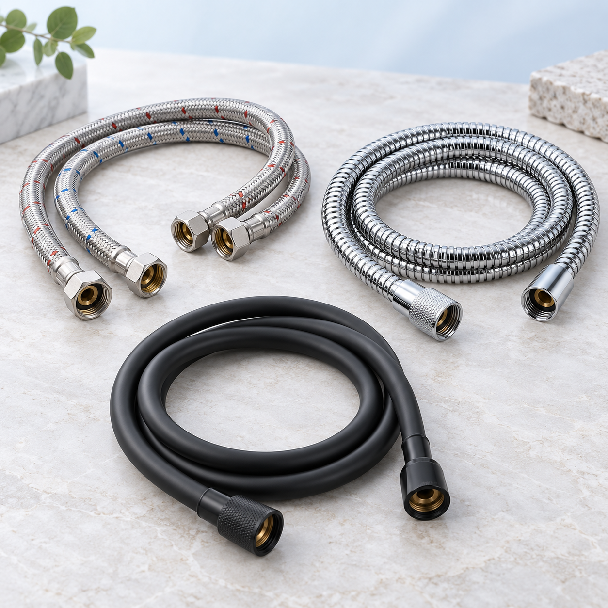 Flexible bathroom hoses